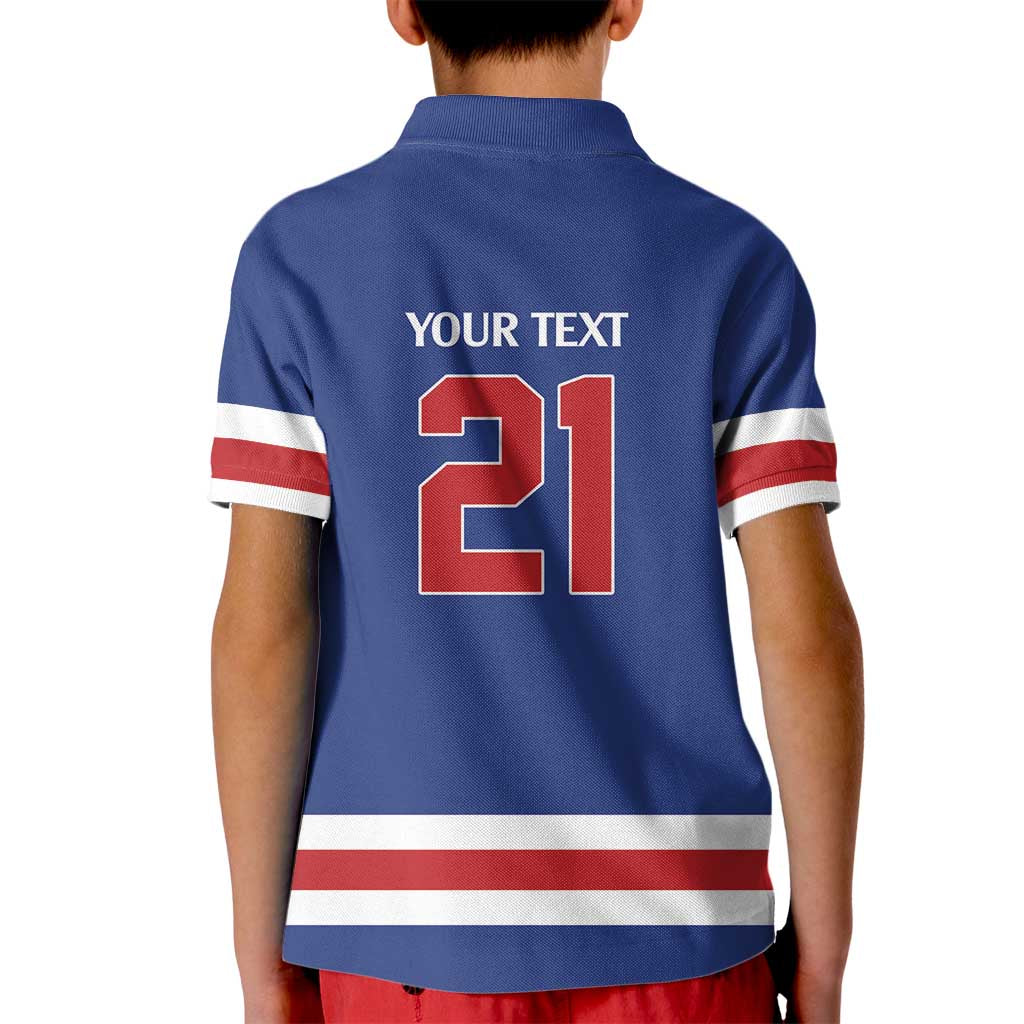Custom United States Hockey 1980-2026 Gold Medal Kid Polo Shirt Embroidery Effect Blue Style