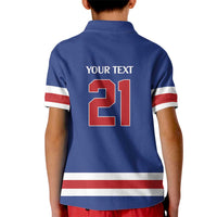 Custom United States Hockey 1980-2026 Gold Medal Kid Polo Shirt Embroidery Effect Blue Style