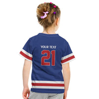 Custom United States Hockey 1980-2026 Gold Medal Kid T Shirt Embroidery Effect Blue Style