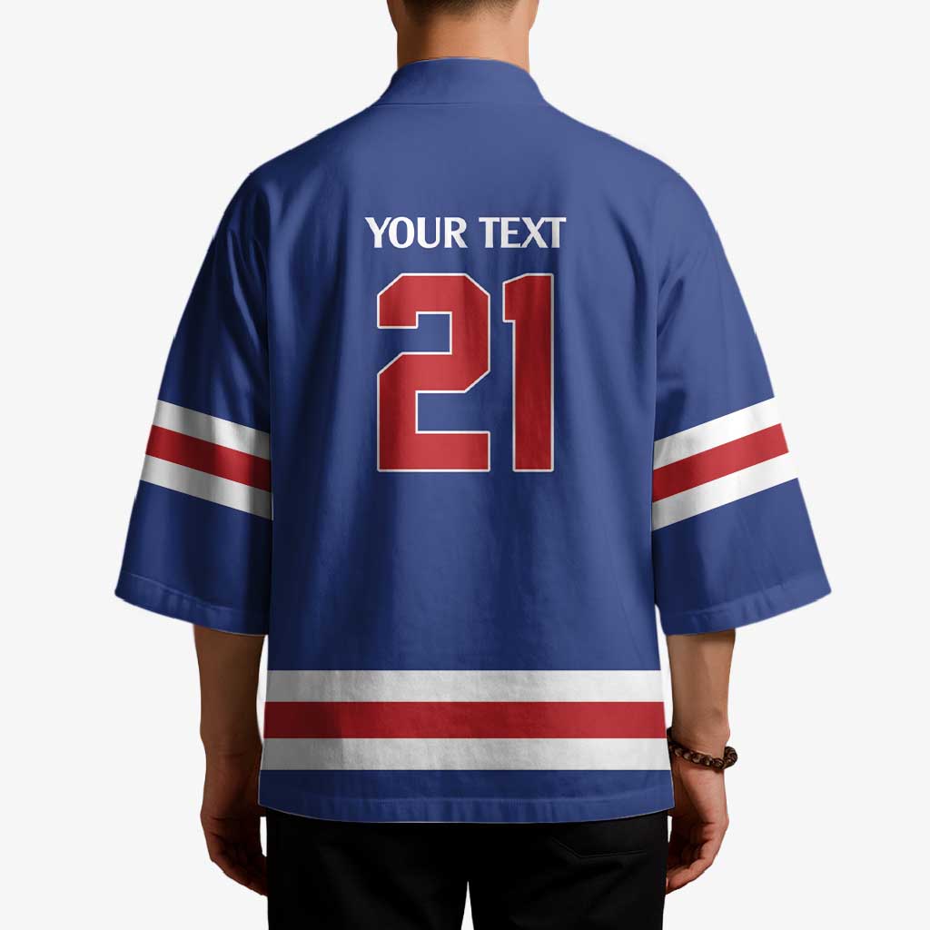 Custom United States Hockey 1980-2026 Gold Medal Kimono Embroidery Effect Blue Style