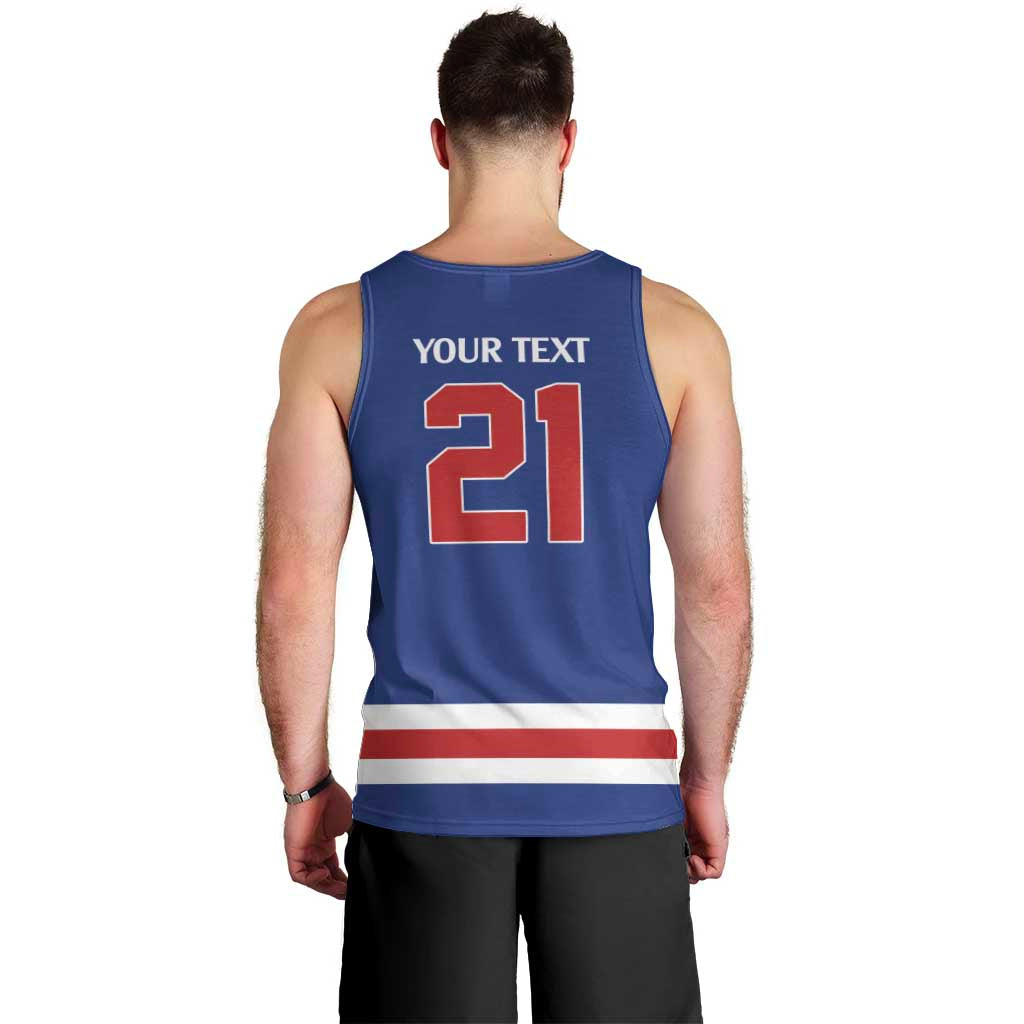 Custom United States Hockey 1980-2026 Gold Medal Men Tank Top Embroidery Effect Blue Style