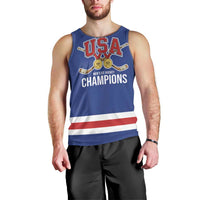 Custom United States Hockey 1980-2026 Gold Medal Men Tank Top Embroidery Effect Blue Style