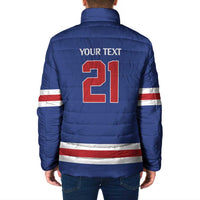 Custom United States Hockey 1980-2026 Gold Medal Padded Jacket Embroidery Effect Blue Style
