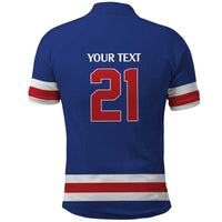 Custom United States Hockey 1980-2026 Gold Medal Polo Shirt Embroidery Effect Blue Style
