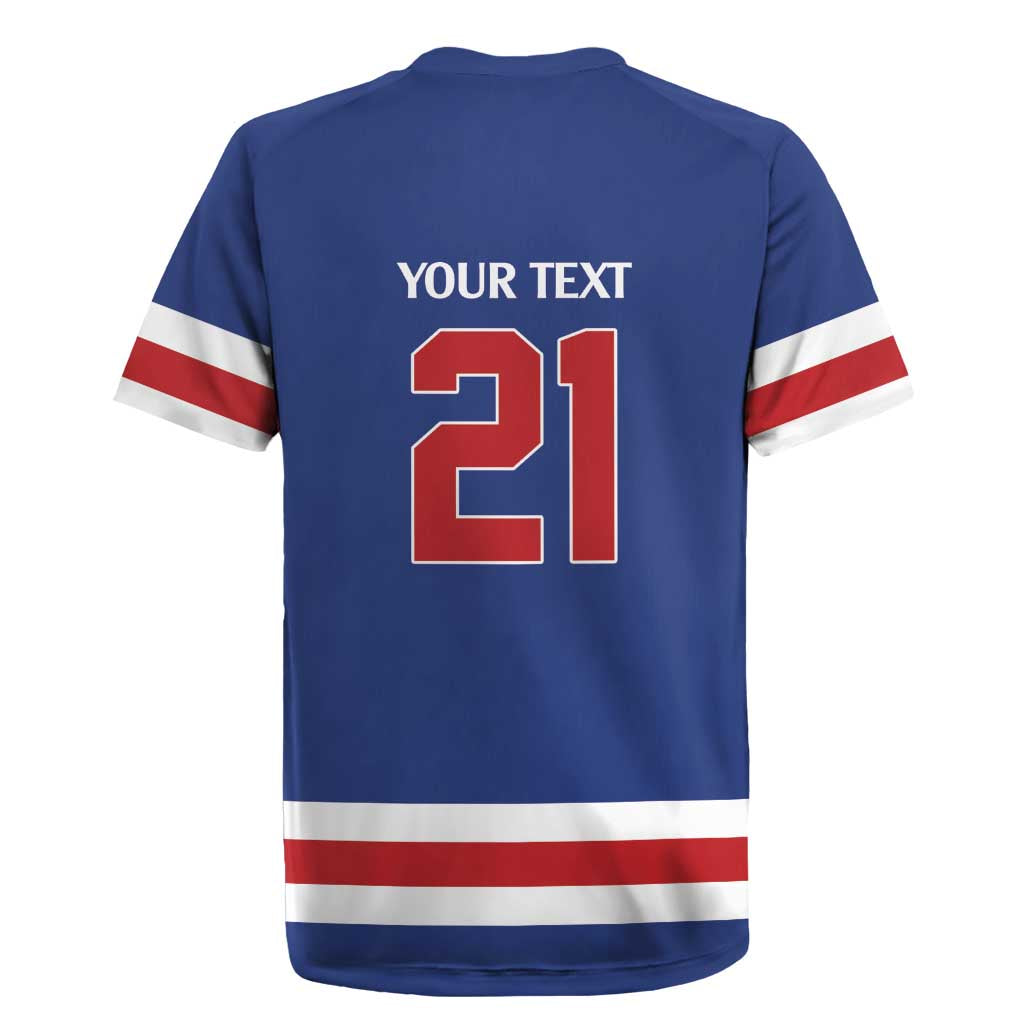 Custom United States Hockey 1980-2026 Gold Medal Rugby Jersey Embroidery Effect Blue Style