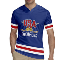 Custom United States Hockey 1980-2026 Gold Medal Rugby Jersey Embroidery Effect Blue Style
