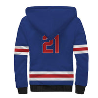 Custom United States Hockey 1980-2026 Gold Medal Sherpa Hoodie Embroidery Effect Blue Style
