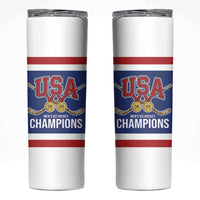 United States Hockey 1980-2026 Gold Medal Skinny Tumbler Embroidery Effect Blue Style