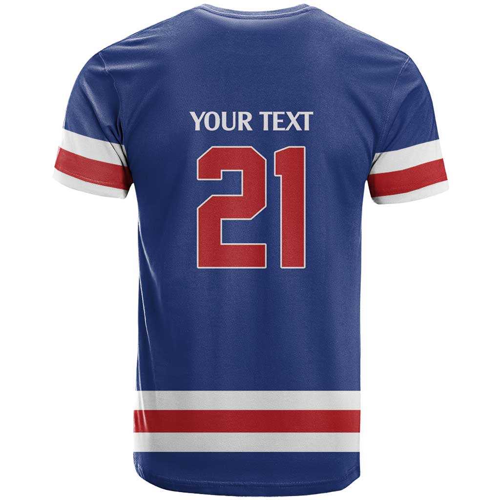 Custom United States Hockey 1980-2026 Gold Medal T Shirt Embroidery Effect Blue Style