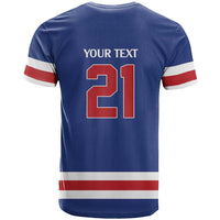 Custom United States Hockey 1980-2026 Gold Medal T Shirt Embroidery Effect Blue Style