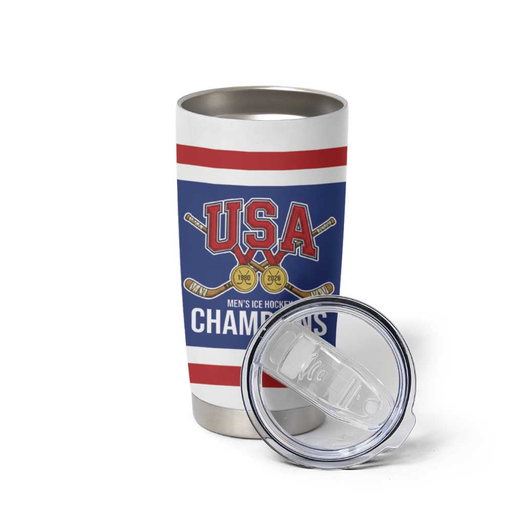 United States Hockey 1980-2026 Gold Medal Tumbler Cup Embroidery Effect Blue Style