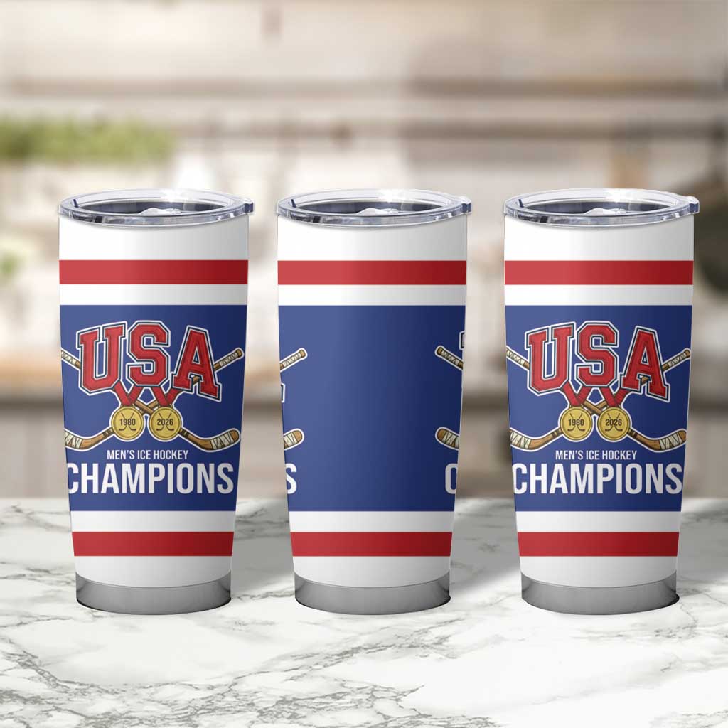 United States Hockey 1980-2026 Gold Medal Tumbler Cup Embroidery Effect Blue Style