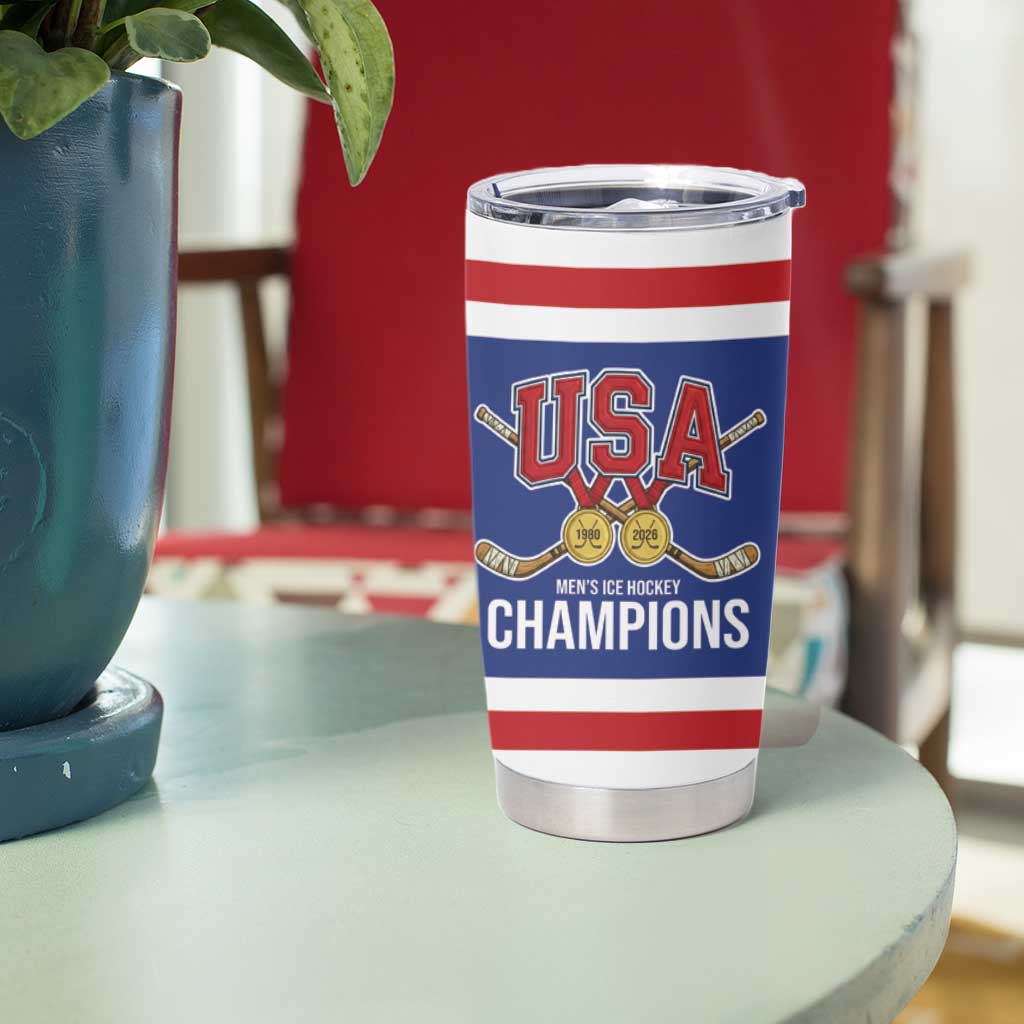 United States Hockey 1980-2026 Gold Medal Tumbler Cup Embroidery Effect Blue Style