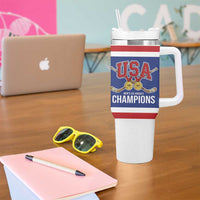 United States Hockey 1980-2026 Gold Medal Tumbler With Handle Embroidery Effect Blue Style
