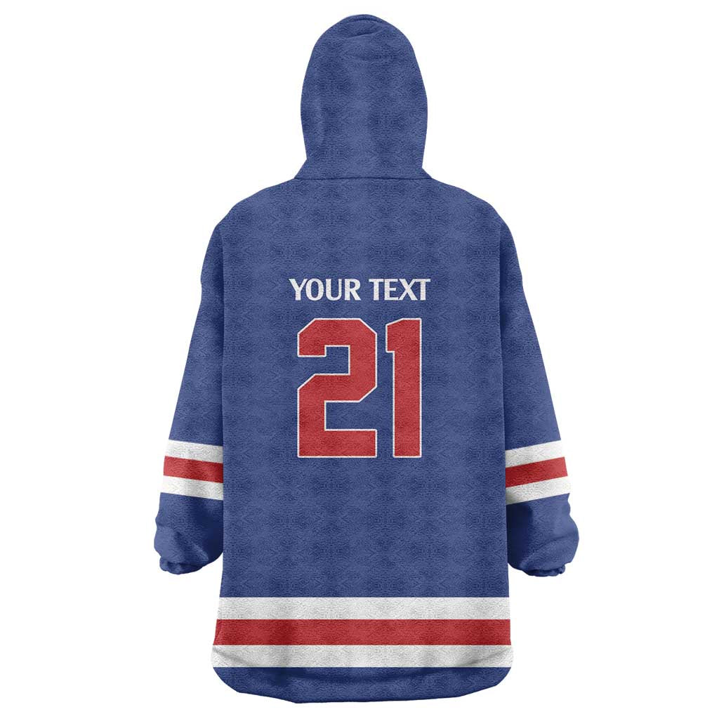 Custom United States Hockey 1980-2026 Gold Medal Wearable Blanket Hoodie Embroidery Effect Blue Style