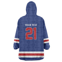 Custom United States Hockey 1980-2026 Gold Medal Wearable Blanket Hoodie Embroidery Effect Blue Style