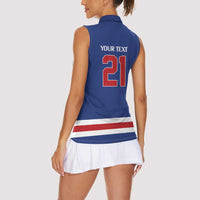 Custom United States Hockey 1980-2026 Gold Medal Women Sleeveless Polo Shirt Embroidery Effect Blue Style