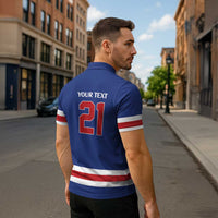 Custom United States Hockey 1980-2026 Gold Medal Zipper Polo Shirt Embroidery Effect Blue Style