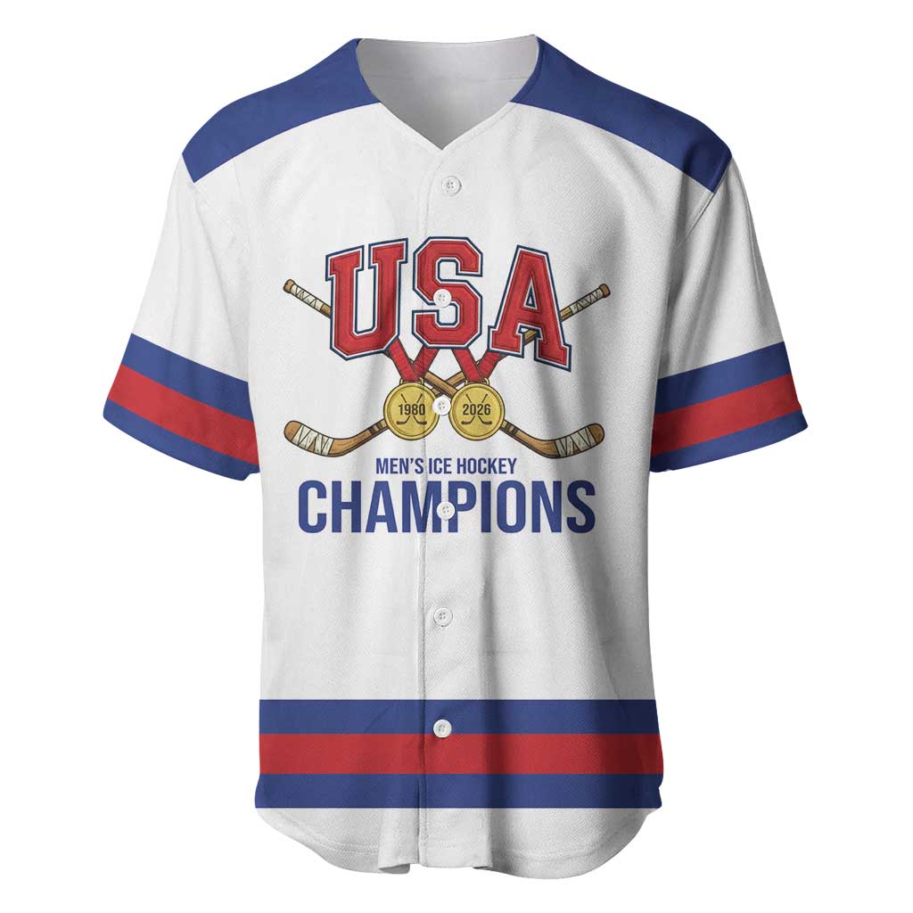 Custom United States Hockey 1980-2026 Gold Medal Baseball Jersey Embroidery Effect White Style