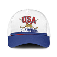 United States Hockey 1980-2026 Gold Medal Baseball Net Cap Embroidery Effect White Style