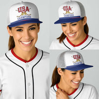 United States Hockey 1980-2026 Gold Medal Baseball Net Cap Embroidery Effect White Style