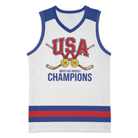 Custom United States Hockey 1980-2026 Gold Medal Basketball Jersey Embroidery Effect White Style
