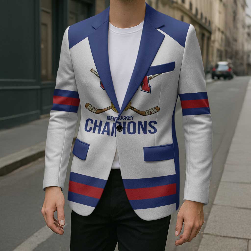 Custom United States Hockey 1980-2026 Gold Medal Blazer Embroidery Effect White Style