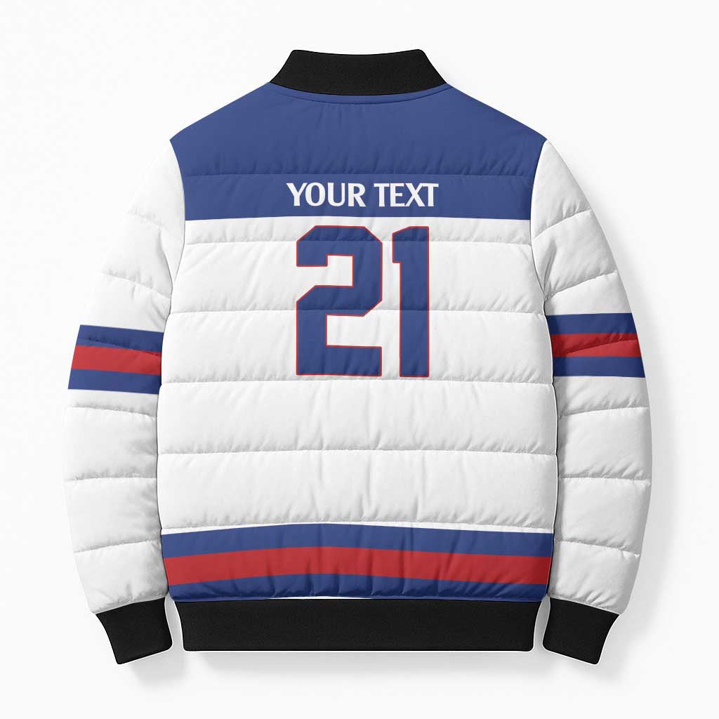 Custom United States Hockey 1980-2026 Gold Medal Bomber Puffer Jacket Embroidery Effect White Style