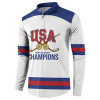 Custom United States Hockey 1980-2026 Gold Medal Button Sweatshirt Embroidery Effect White Style