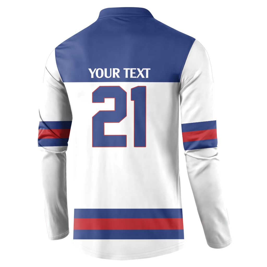 Custom United States Hockey 1980-2026 Gold Medal Button Sweatshirt Embroidery Effect White Style