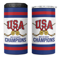 United States Hockey 1980-2026 Gold Medal 4 in 1 Can Cooler Tumbler Embroidery Effect White Style