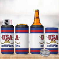 United States Hockey 1980-2026 Gold Medal 4 in 1 Can Cooler Tumbler Embroidery Effect White Style
