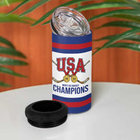United States Hockey 1980-2026 Gold Medal 4 in 1 Can Cooler Tumbler Embroidery Effect White Style