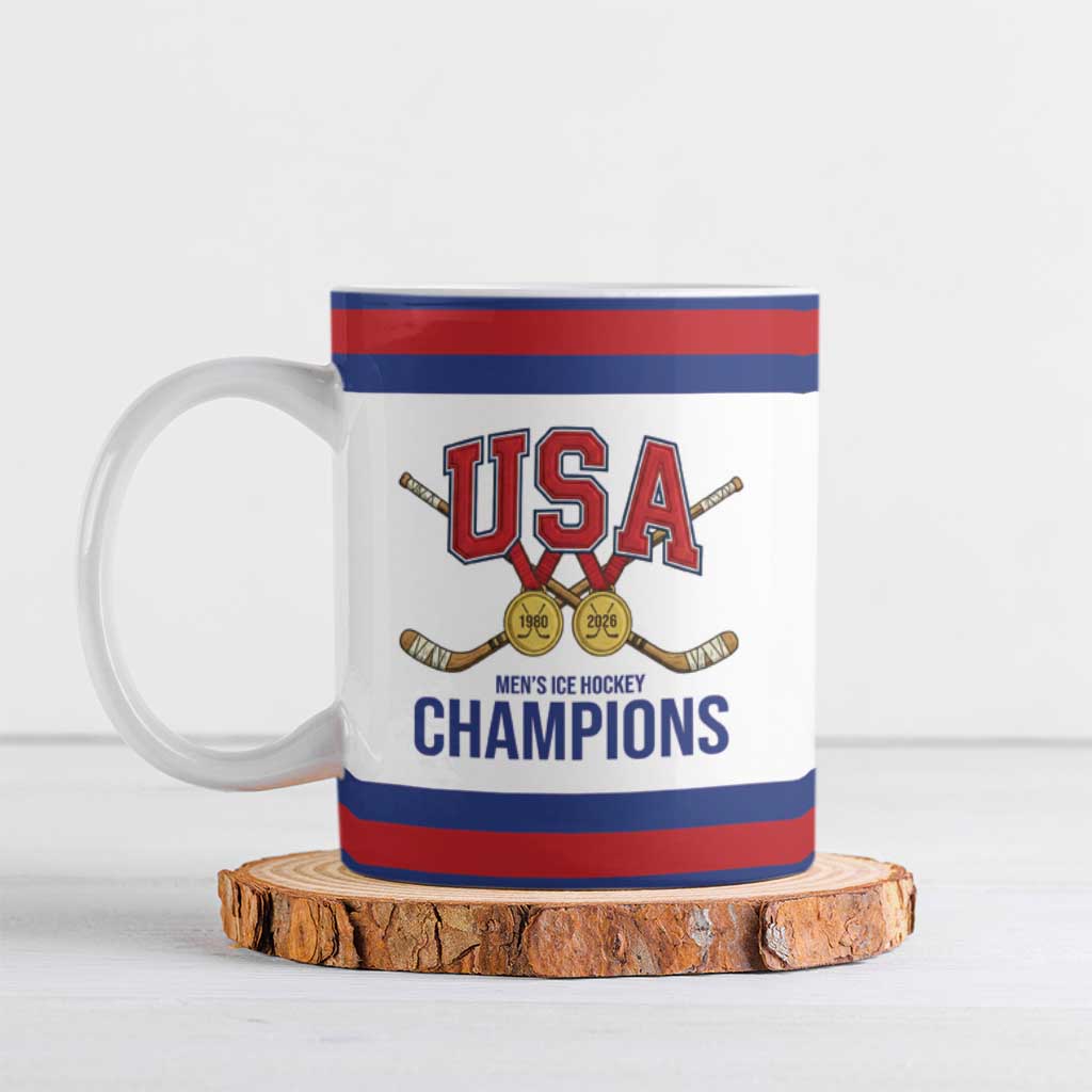 United States Hockey 1980-2026 Gold Medal Ceramic Mug Embroidery Effect White Style