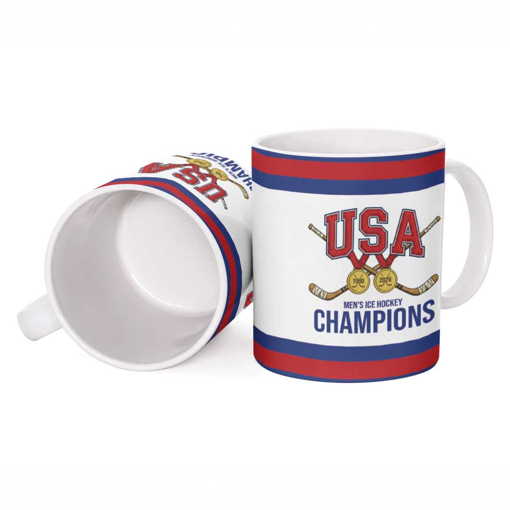 United States Hockey 1980-2026 Gold Medal Ceramic Mug Embroidery Effect White Style