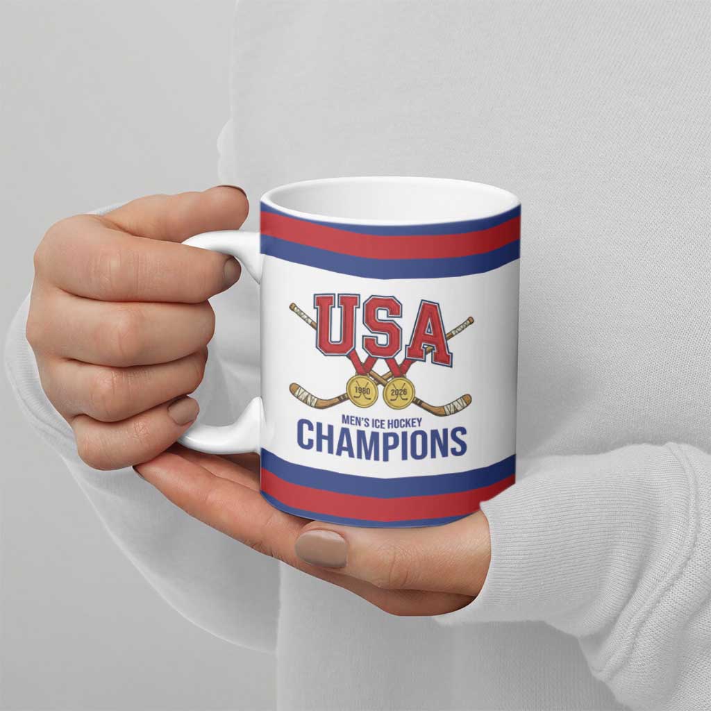 United States Hockey 1980-2026 Gold Medal Ceramic Mug Embroidery Effect White Style