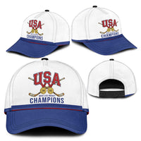 United States Hockey 1980-2026 Gold Medal Classic Cap Embroidery Effect White Style