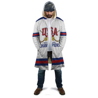 Custom United States Hockey 1980-2026 Gold Medal Cloak Embroidery Effect White Style