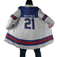 Custom United States Hockey 1980-2026 Gold Medal Cloak Embroidery Effect White Style