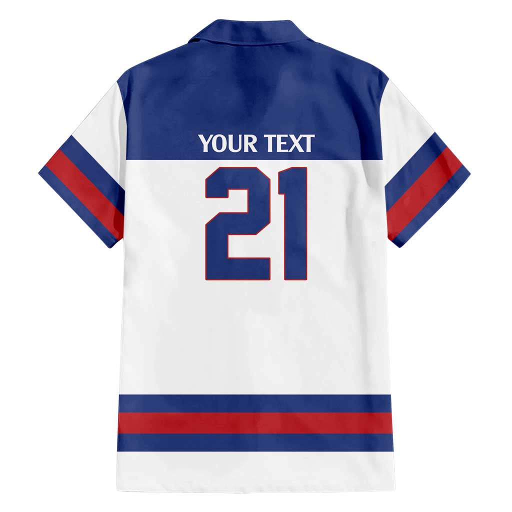 Custom United States Hockey 1980-2026 Gold Medal Hawaiian Shirt Embroidery Effect White Style
