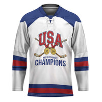 Custom United States Hockey 1980-2026 Gold Medal Hockey Jersey Embroidery Effect White Style