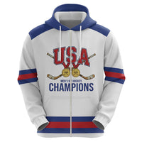 Custom United States Hockey 1980-2026 Gold Medal Hoodie Embroidery Effect White Style