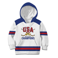 Custom United States Hockey 1980-2026 Gold Medal Kid Hoodie Embroidery Effect White Style