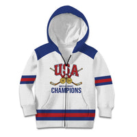 Custom United States Hockey 1980-2026 Gold Medal Kid Hoodie Embroidery Effect White Style