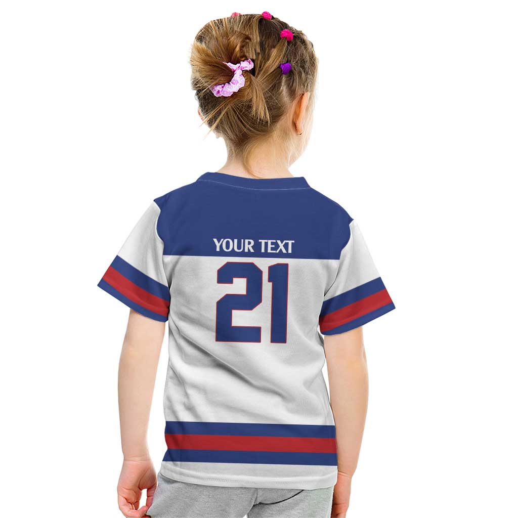 Custom United States Hockey 1980-2026 Gold Medal Kid T Shirt Embroidery Effect White Style