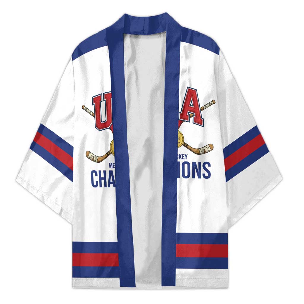 Custom United States Hockey 1980-2026 Gold Medal Kimono Embroidery Effect White Style