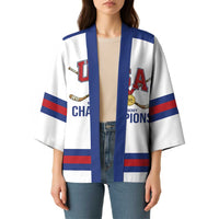 Custom United States Hockey 1980-2026 Gold Medal Kimono Embroidery Effect White Style