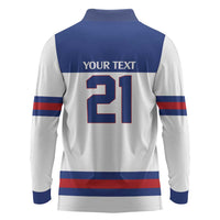 Custom United States Hockey 1980-2026 Gold Medal Long Sleeve Polo Shirt Embroidery Effect White Style