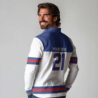 Custom United States Hockey 1980-2026 Gold Medal Long Sleeve Polo Shirt Embroidery Effect White Style