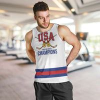 Custom United States Hockey 1980-2026 Gold Medal Men Tank Top Embroidery Effect White Style